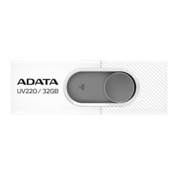 Ultranowoczesny pendrive ADATA UV220 o pojemności 32 GB w eleganckim białym i szarym kolorze. Przechowuj i przesyłaj dane w styl