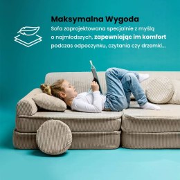 MeowBaby® Aesthetic Sztruksowa sofa dziecięca Premium, ecru