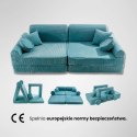 MeowBaby® Aesthetic Sztruksowa sofa dziecięca Premium, turkusowa