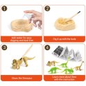 Archaeological excavation -12 dinosaurs/box with single double-headed tool