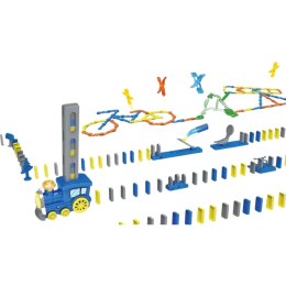 ZESTAW KLOCKÓW DOMINO SKACZĄCE KLIPSY WYRZUTNIA POCIĄG LOKOMOTYWA ŚWIATŁA