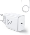 Ładowarka sieciowa Joyroom JR-TCF06 20W PD 3.0 QC 3.0 1x USB-C biała + kabel