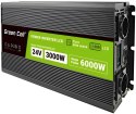 PRZETWORNICA NAPIĘCIA Green Cell PowerInverter LCD 24V -> 230V 3000/6000W CZYSTA SINUSOIDA