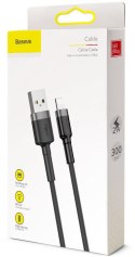 KABEL USB-A -> Lightning / iPhone Baseus Cafule CALKLF-RG1 300cm Apple 2A CZARNO-SZARY W OPLOCIE