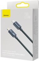 KABEL USB-C -> Lightning / iPhone Baseus Crystal CAJY000301 2m 20W PD Quick Charging CZARNY W OPLOCIE PREMIUM