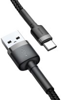 KABEL USB-A -> USB-C Baseus Cafule CATKLF-CG1 200cm 2A QC 3.0 CZARNO-SZARY W NYLONOWYM OPLOCIE