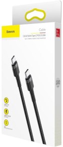 KABEL USB-C -> USB-C Baseus Cafule CATKLF-GG1 100cm 60W 3A PD 2.0 QC 3.0 CZARNO-SZARY W OPLOCIE