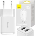 ŁADOWARKA SIECIOWA Baseus Compact Charger CCXJ010202 10.5W 2x USB-A BIAŁA