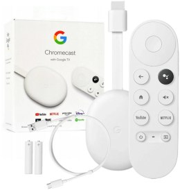 ODTWARZACZ MULTIMEDIALNY GOOGLE CHROMECAST 4K Z GOOGLE TV PILOT ADAPTER