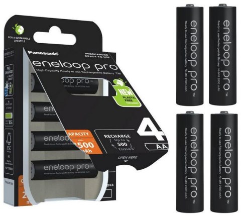 Akumulatorki R6 / AA Panasonic Eneloop PRO 2500mAh Ni-MH BK-3HCDE/4BE (blister 4 szt.)