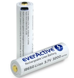 Akumulatorek 18650 Li-Ion 3,7V everActive 3200 mAh (1 szt.) z gniazdem micro USB