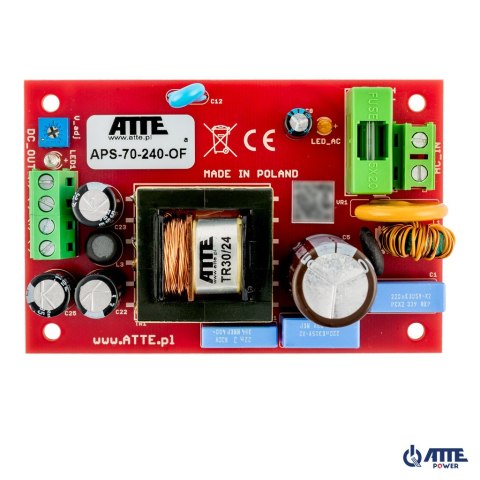 Zasilacz sieciowy SMPS 24V 3A 72W ATTE APS-70-240-OF