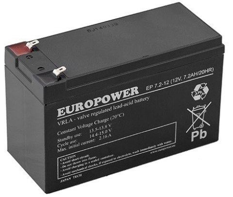 Akumulator AGM EUROPOWER serii EP 12V 7,2Ah