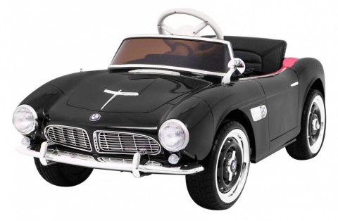 Autko BMW 507 Retro elektryczne dla dzieci Czarny + Audio LED + Pilot + Ekoskóra + EVA + Wolny Start