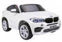 BMW X6M XXL dla 2 dzieci Biały + Pilot + Ekoskóra + Pasy + Wolny Start + MP3 USB + LED