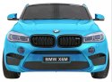 BMW X6M XXL dla 2 dzieci Lakier Niebieski + Pilot + Ekoskóra + Pasy + Wolny Start + MP3 + LED