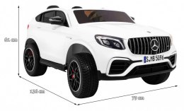 Auto Mercedes GLC 63S dla dzieci Biały + Napęd 4x4 + MP4 + LED + Ekoskóra + Wolny Start + EVA