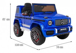 Mercedes AMG G63 dla dzieci Lakier Niebieski + Pilot + MP3 LED + Wolny Start + EVA + Pasy