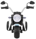 Motorek MiniBike na akumulator dla dzieci Biały + Dźwięki + Światła LED + Ekoskóra