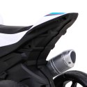 Motor BMW HP4 na akumulator dla dzieci Biały + 3 Koła + LED + MP3 USB + Ekoskóra