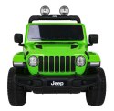 Jeep Wrangler Rubicon na akumulator dla dzieci Zielony + Pilot + Radio MP3 LED + Koła EVA