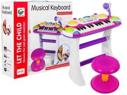 Różowy zestaw muzyczny Keyboard + Werble + Mikrofon dla dzieci 3+ Światła + Dźwięki 2 oktawy