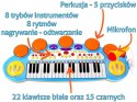 Niebieski zestaw muzyczny Keyboard + Werble + Mikrofon dla dzieci 3+ Światła + Dźwięki 3 oktawy