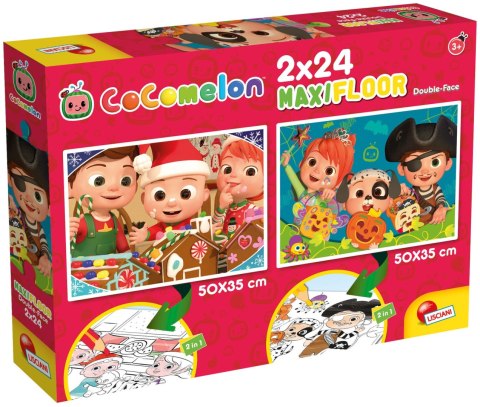 LISCIANI COCOMELON DWUSTRONNE PUZZLE PODŁOGOWE 2X24 ELDZIEŃ ZACZYNA SIĘ OD PIOSENKI