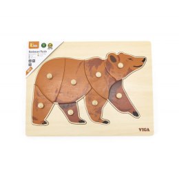 VIGA Drewniane Puzzle Montessori Miś Niedźwiedź z Pinezkami