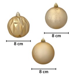 Zestaw 4 bombek choinkowych 8cm - luksusowe złoto