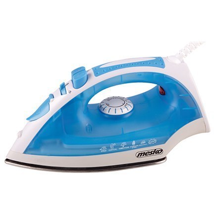 Iron Mesko MS 5023 Blue/White, 2200 W, With cord, Anti-scale system, Vertical steam function