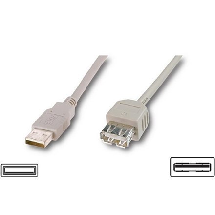 Logilink USB 2.0 extensio cable, USB A female, USB A male, 3 m, Grey