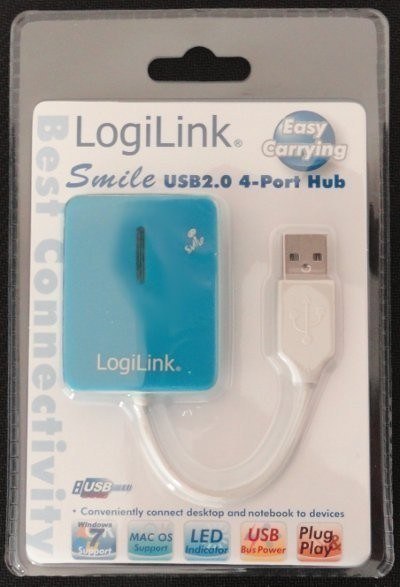 Logilink USB 2.0 Hub 4-Port, Smile, Blue